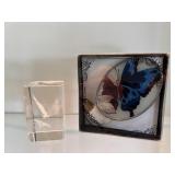Laser Etched Glass Butterfly Paperweight & Nite