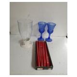 Blue Martha & George Glass Stemware, Tealight