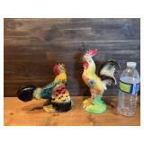 Two Vintage Ceramic Roosters, Italy & Japan