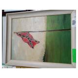 Signed Oil Painting Of Confederate Flag
