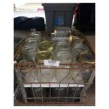 Vintage Metal Crate With Canning Jars