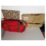 Burlap Bag, Red Pack,  Clutch Purse