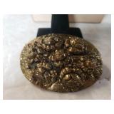 Ladies Puffed Gold Tone Rose Brooch