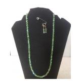 Ladies Light Green Beaded Necklace And Silver