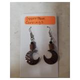 Ladies Copper Moon Dangle Earrings