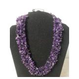 Ladies Amethyst Chip Necklace - Heavy
