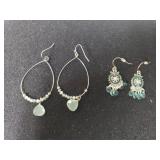 (2) Pair Ladies Sea Glass Colored Earrings