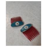Ladies Turquoise Flower Hair Picks