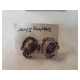 Ladies Silver Crab Post Earrings - Marked 925