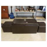 3 Piece Leather Like Ottomans And Storage Chet