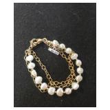 Ladies Freshwater Pearl & Chain Bracelet - Marked