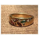 Mens Gold Toned Multi Stone Ring