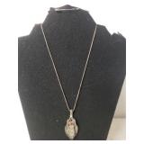 Ladies Silver Ornamental Pendant Necklace -