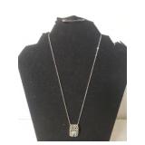 Ladies Silver Necklace W/Light Blue Stone Pendant