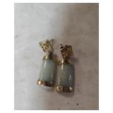 Ladies Short Dangle Stone Earrings - Marked 925