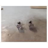 Ladies Silver Shiny Stones Post Earrings