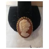 Ladies Small Cameo - Marked 12K G.F.