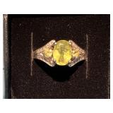 Ladies Silver W/ Citrine Colored Stone Size 5 1/2