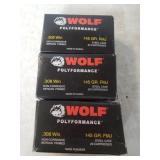 (3) Boxes Wolf Polyformance .308 Win Ammo - New