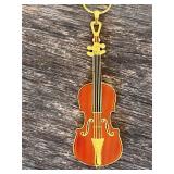 Violin/ Fiddle Gold Toned Necklace