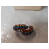 Ladies Cresent Rainbow Stone Post Earrings -