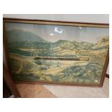 Vintage Train Traveling Trew Santa Fe California