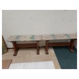 2 Vintage Cushioned Benches