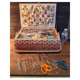 Vintage Sewing Basket With Many Accessories