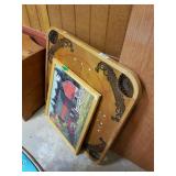 Antique Game Table And Oil Painting