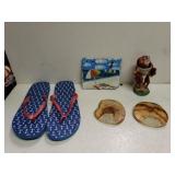 Flip Flops. Old Crab Coasters And Beach Theme