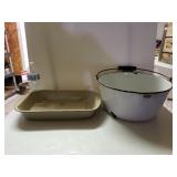 Vintage Enamel Farm Pot And Pan