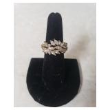 Ladies Clear Stone Leaf Design Ring - Size 6 -