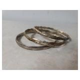 (3) Ladies Silver Bangle Bracelets - 42.95 grams