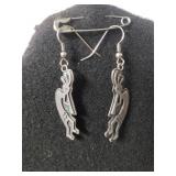 Ladies Silver Kokopelli Dancer Earrings - Marked