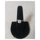 Ladies Silver Engagement-Style Ring - Size 7 -