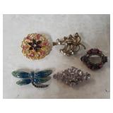 (5) Ladies Brooches - 1 Marked Miracle