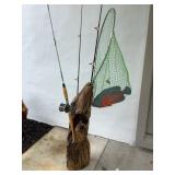 Driftwood Display With Vintage Poles & Net