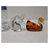 Unicorn And Swan Paperweights