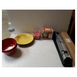 Plates, Bowls Candle Mug And Beach Table