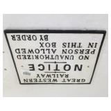 Cast Iron Western Railway Sign