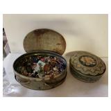 Antique Tins. 1 Is Full Of Buttons