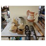 Cake Plate. Rolling Pin, Vases, Pitcher And More