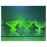 Green Uranium Glass Various Sherbet Glasses