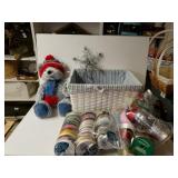 Basket, Ribbon Star And Stuffed Bear