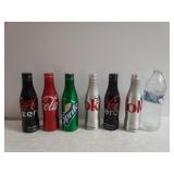 (6) Metal Soda Bottles - Some Full