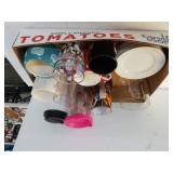 Assorted Beverage Containers,  While Plates