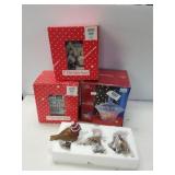 Fiber Optic Christmas Houses 5", Glass Bowl, Bird