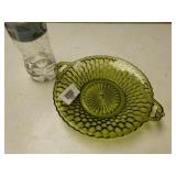 Indiana Green Glass Bowl. Honeycomb Pattern