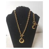 Ladies Gold Tone Toggle Necklace & Bracelet Set