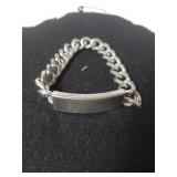 Large Mens Silvertone ID Bracelet - Marked